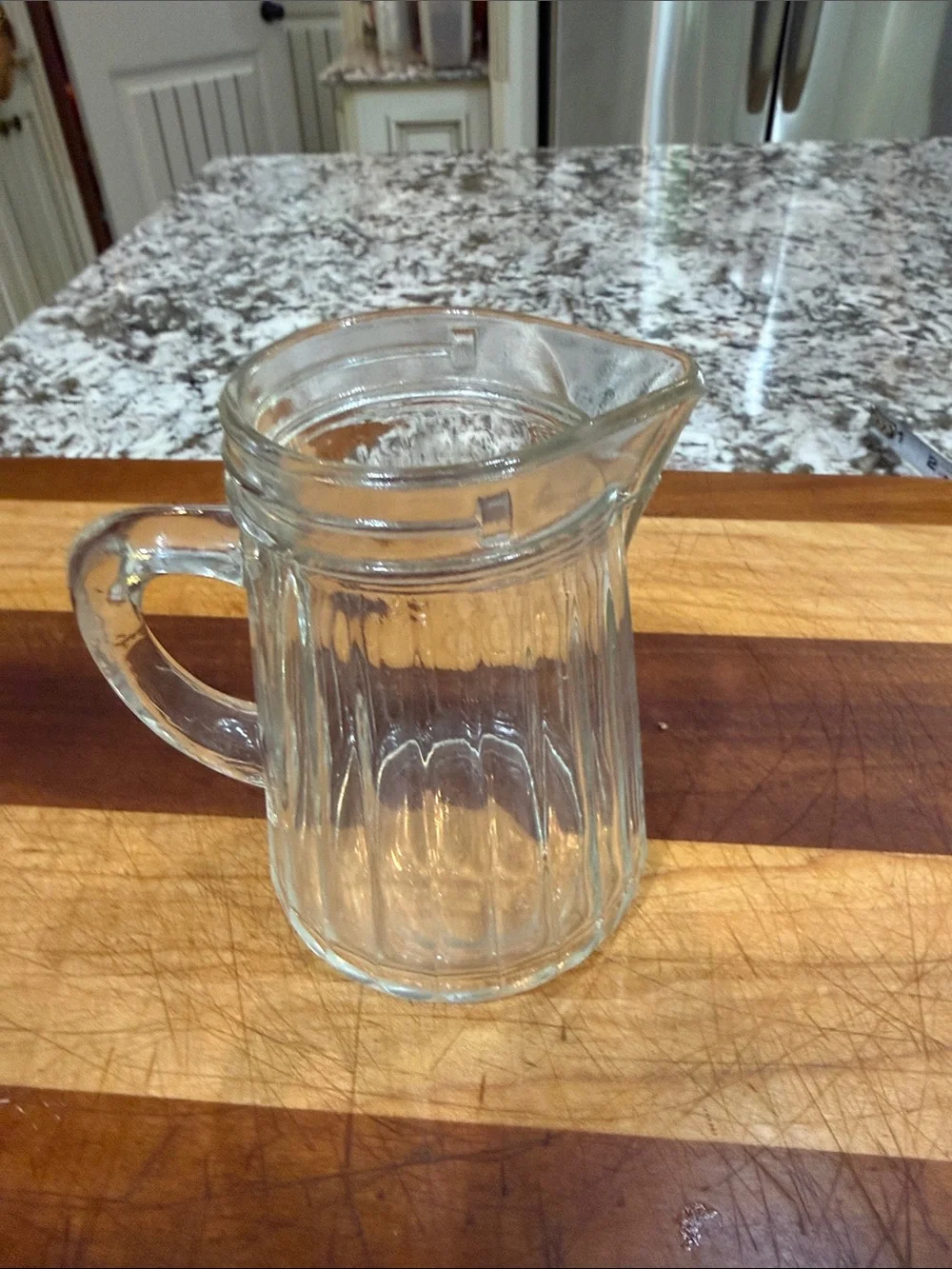 Vintage Clear Ribbed Syrup Pitcher - Classic Glass Serving Pitcher